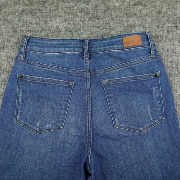 Judy Blue Jeans Womens 5/27 Denim Distressed Button Fly Boyfriend Fit Stretch - Picture 7 of 13